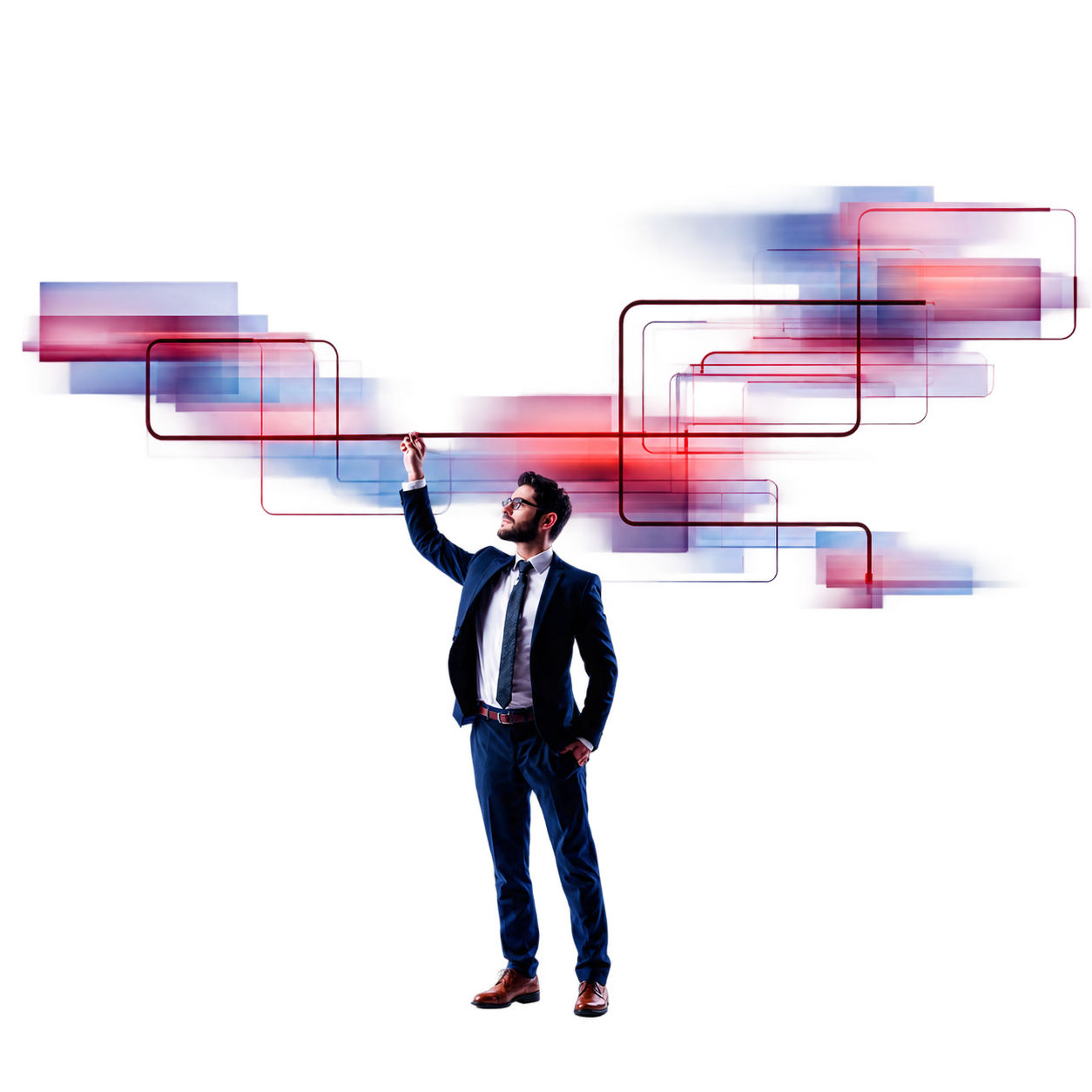 Solution architect drawing connected flow diagrams